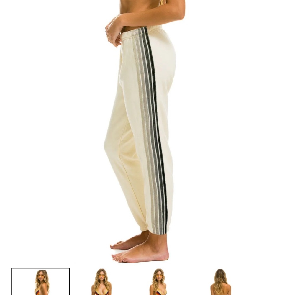 Aviator nation 5 STRIPE SWEATPANTS - VINTAGE WHITE // GREY size M